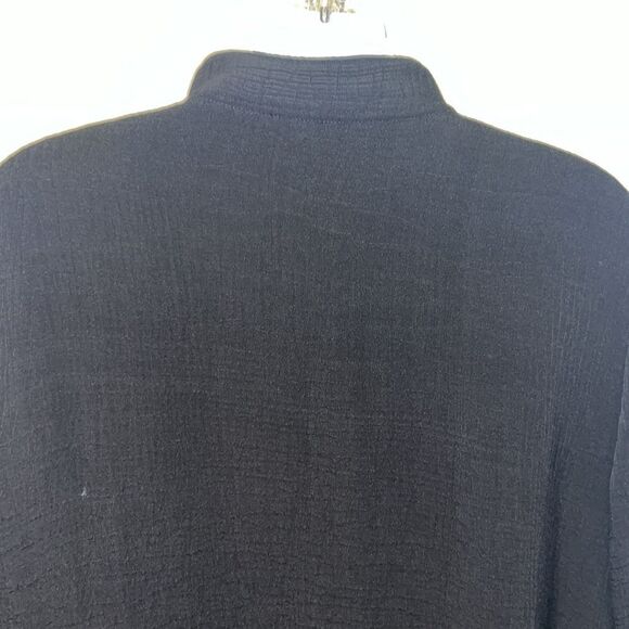 EILEEN FISHER Black Rayon and Silk Stand Collar Magnetic Button Jacket-S - Picture 5 of 8